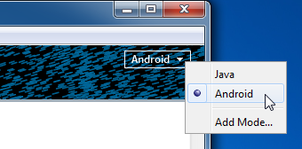 Capture d'écran sélection mode Android dans processing