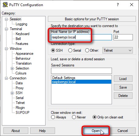 Raspberry Pi Putty SSH connexion connection