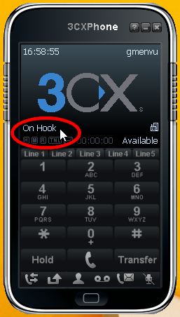 Capture d'écran 3CX On Hook