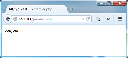 Capture d'écran rendu premier programme php 