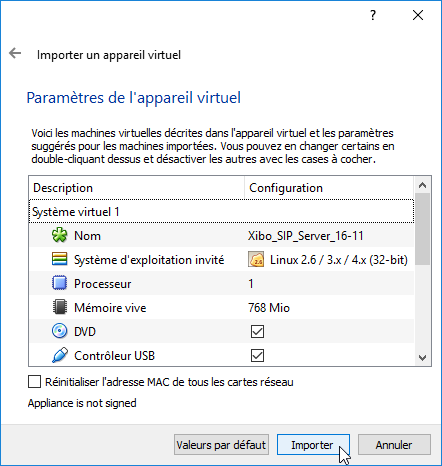 VirtualBox Importer Ordinateur Virtuel