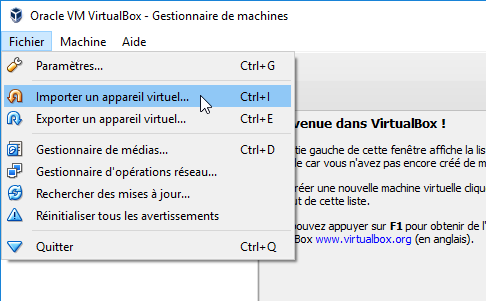 VirtualBox Importer Ordinateur Virtuel