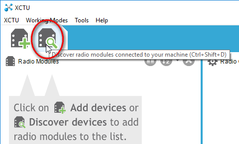 Xctu discover Radio Modules