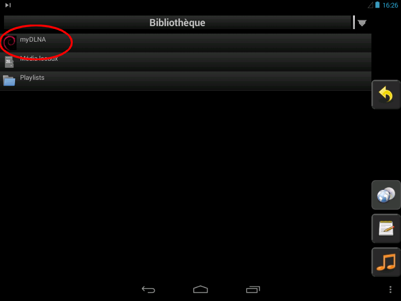 Capture d'écran du client DLNA Android UPnPlay