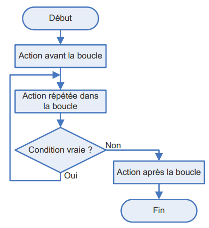 Organigramme d'une boucle Do While (Struture algorithmique Répéter Tant Que)