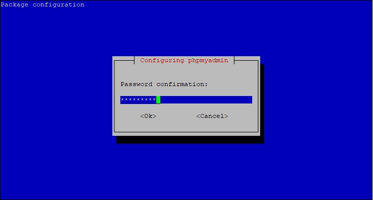 phpmyadmin install confirm password lamp raspberry pi